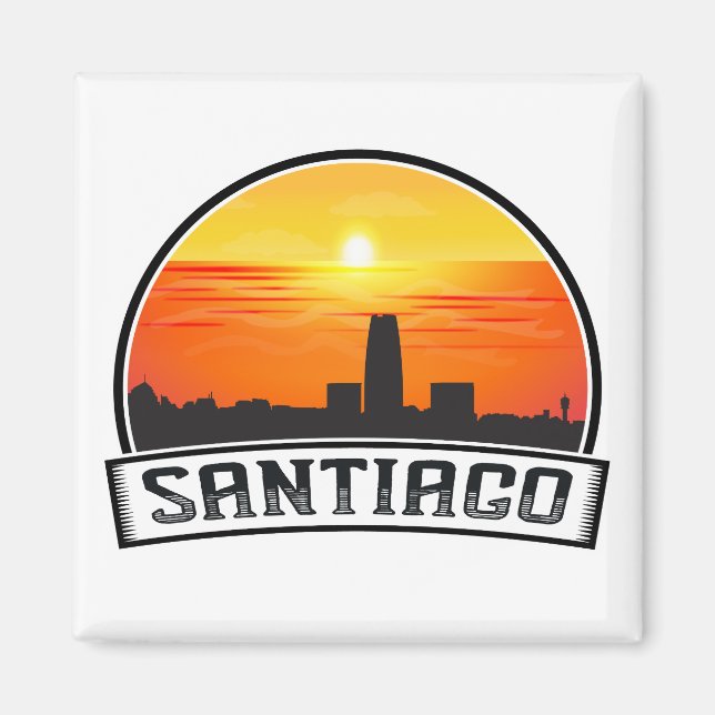 Imán Atardecer de la línea aérea de Santiago de Chile (Frente)