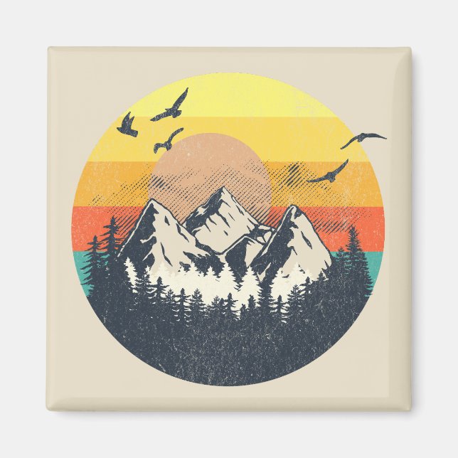 Imán Atardecer de montaña (Frente)