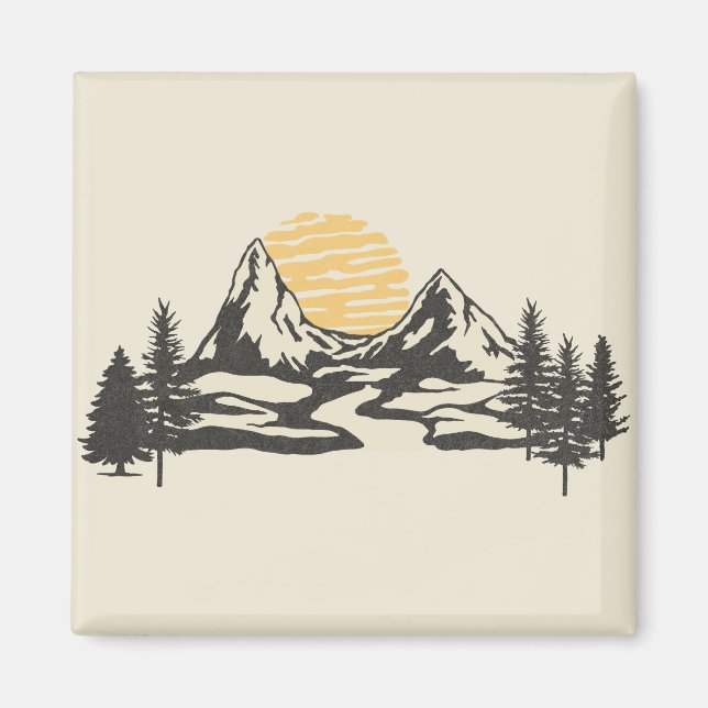 Imán Atardecer de montaña (Frente)