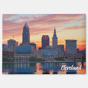 Imán Atardecer del horizonte de Cleveland Ohio