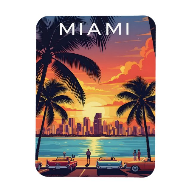 Imán Atardecer del horizonte de Miami (Vertical)