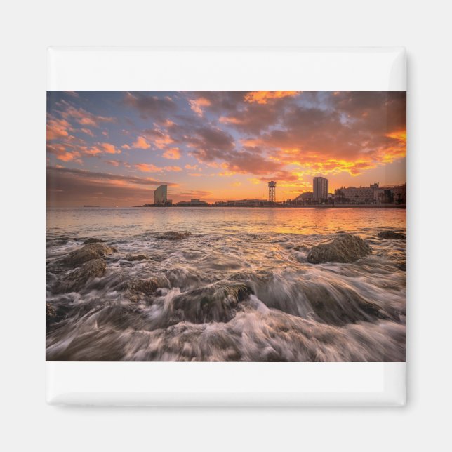 Imán Atardecer En Barcelona (Frente)