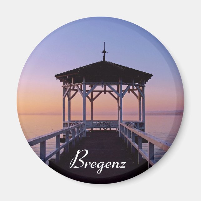 Imán Atardecer en el lago de Constanza en Bregenz, Aust (Frente)