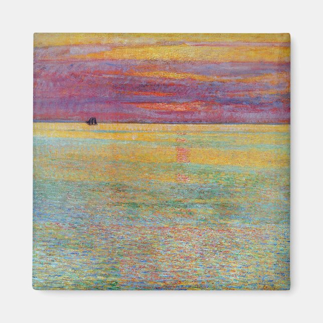 Imán Atardecer en el mar (por Childe Hassam) (Frente)