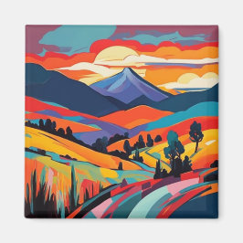 Imán Atardecer en el paisaje de la montaña de otoño