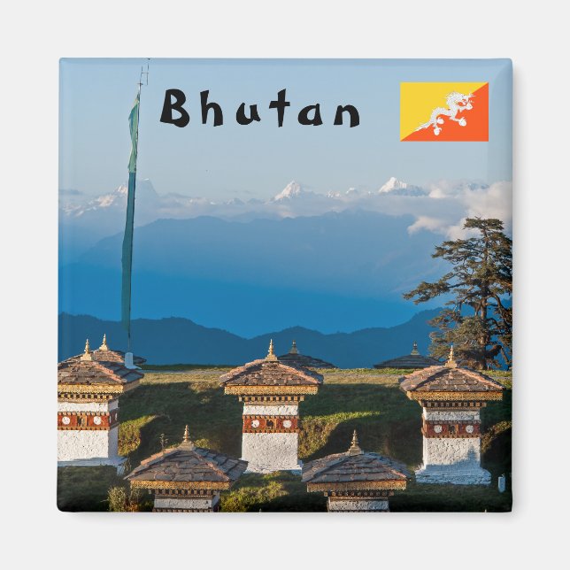 Imán Atardecer en el paso de Dochula - Bután, Himalaya (Frente)