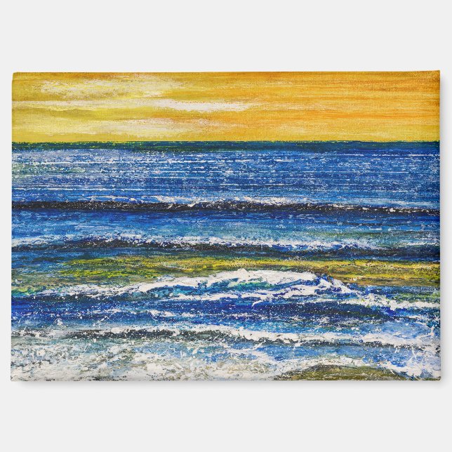 Imán - Atardecer en la costa y olas del mar (Anverso)
