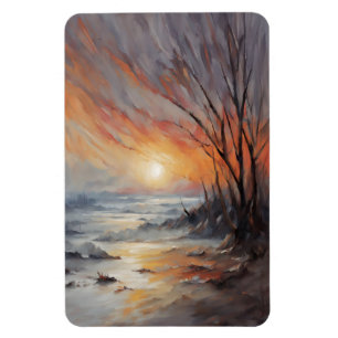 Imán Atardecer Sereno de Invierno - Arte de Paisaje Nat