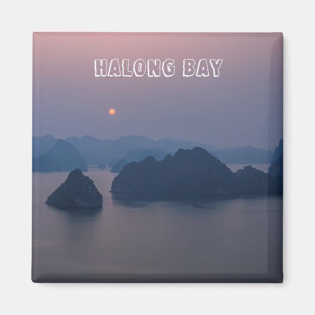 Imán Atardecer sobre Bahía Halong - Vietnam, Asia (Frente)