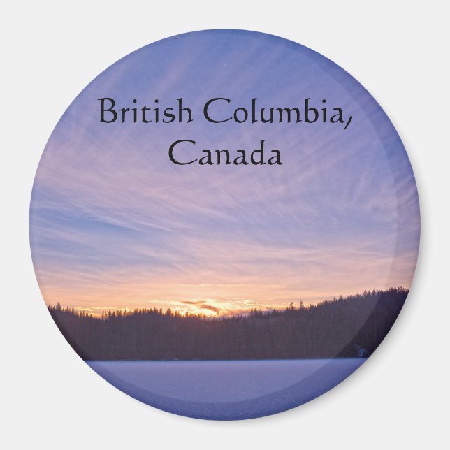 Imán Atardecer sobre el lago y los árboles de invierno  (Frente)