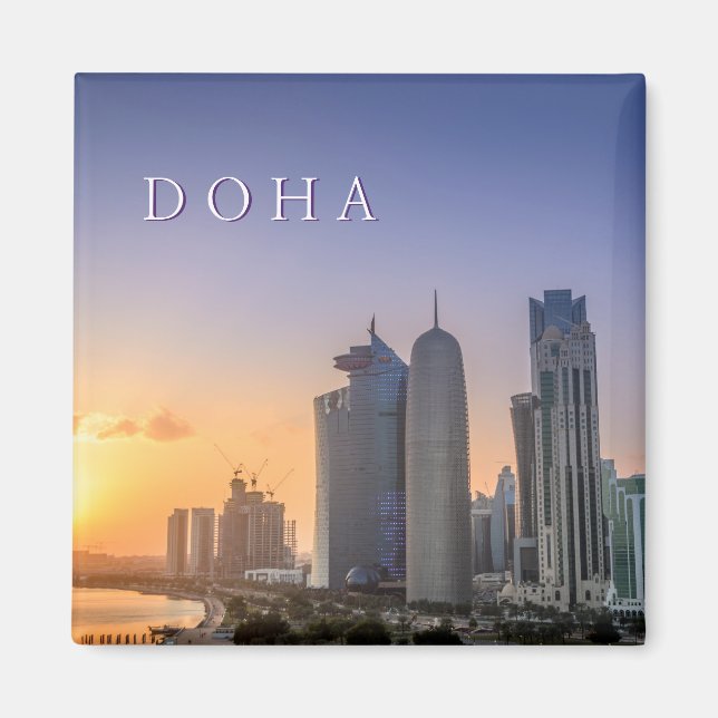 Imán Atardecer sobre la ciudad de Doha, Qatar (Frente)