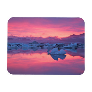 Imán Atardecer sobre la laguna del glaciar de Jokulsarl