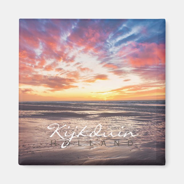 Imán Atardecer sobre la playa y el mar (Frente)