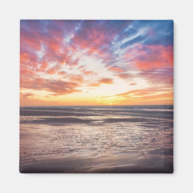 Imán Atardecer sobre la playa y el mar (Frente)