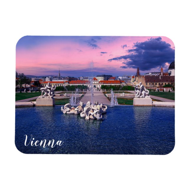 Imán Atardecer sobre una fuente en Viena (Horizontal)