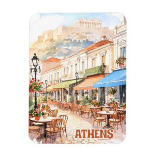 Imán Atenas encantadora calle Grecia acuarela