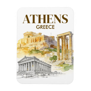 Imán Atenas Grecia Acrópolis Boceto Acuarela Viaje