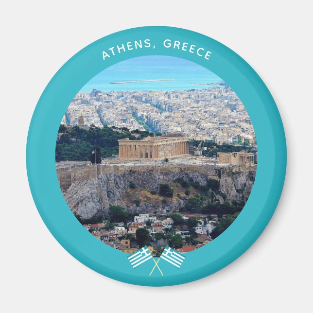 Imán Atenas, Grecia (La Acrópolis y el mar) (Frente)