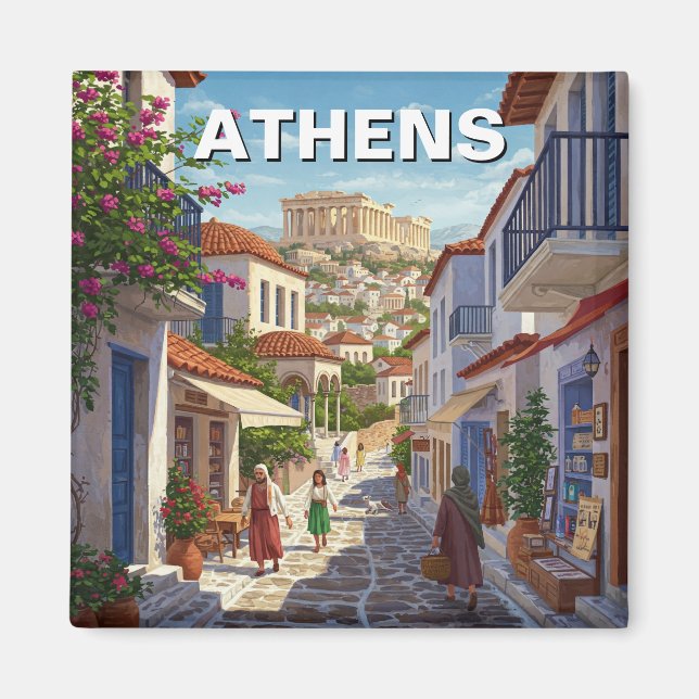 Imán Atenas Grecia Plaka Viaje (Frente)