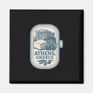 Imán Atenas Grecia Recuerdo Queso Griego Y Diseño De Vi