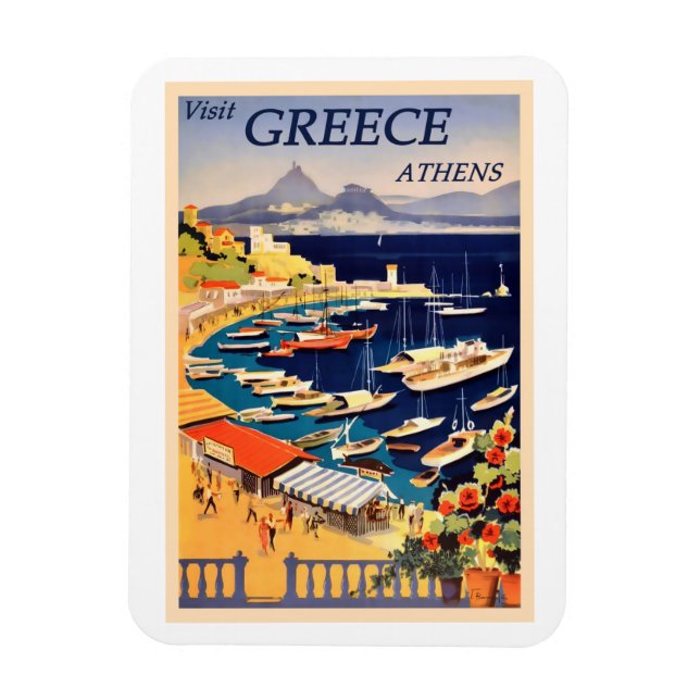 Imán Atenas, Poster de Viajes Vintage de Grecia (Vertical)