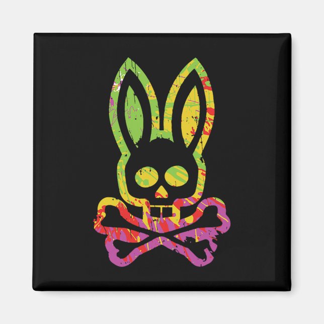 Imán Aterrador Conejo Conejo Face Tie Dye Feliz Pascua (Frente)