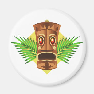 Imán Aterradora Estatua Tropical Tiki Con Palmeras