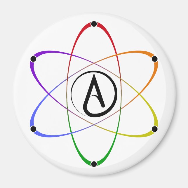 Imán Atheist Atom Symbol Rainbow (Frente)