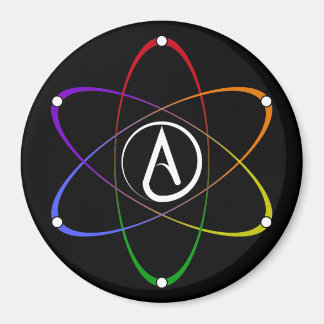 Imán Atheist Atom Symbol Rainbow White