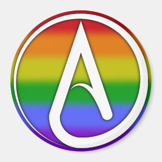 Imán Atheist Symbol White over Rainbow