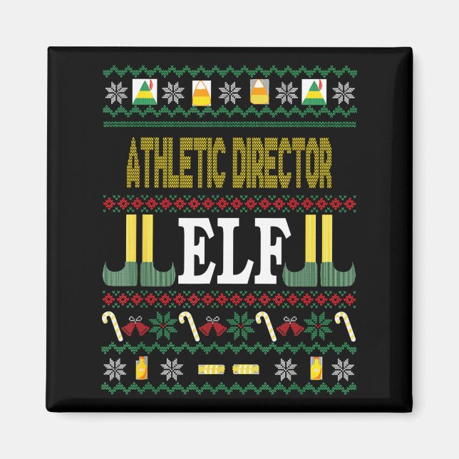 Imán Athletic Director Elf Funny Christmas Gift  (Frente)