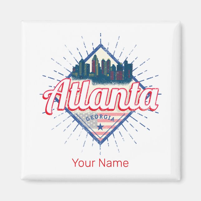 Imán Atlanta Georgia Estados Unidos Retro Skyline (Frente)
