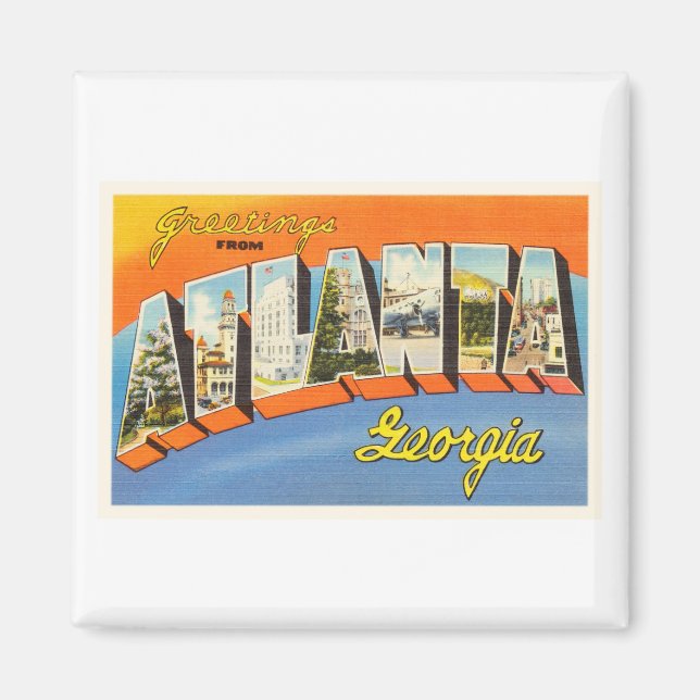 Imán Atlanta Georgia GA Viejo Viaje de Viaje de la Viej (Frente)