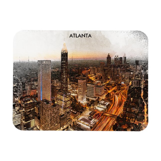 Imán Atlanta Georgia Skyline Panorama View (Horizontal)