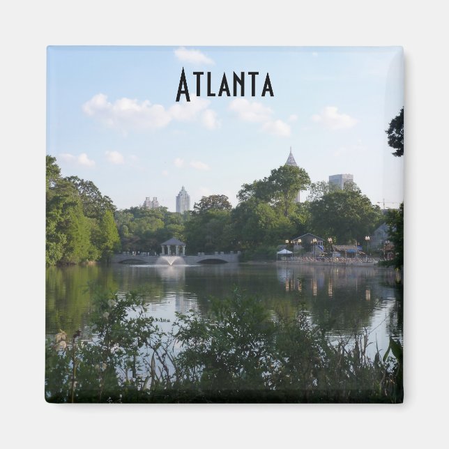 Imán Atlanta Piedmont Park Lake Photo Magnet Georgia (Frente)