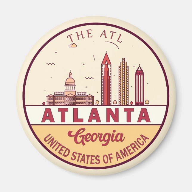 Imán Atlante Georgia City Skyline Emblem (Frente)