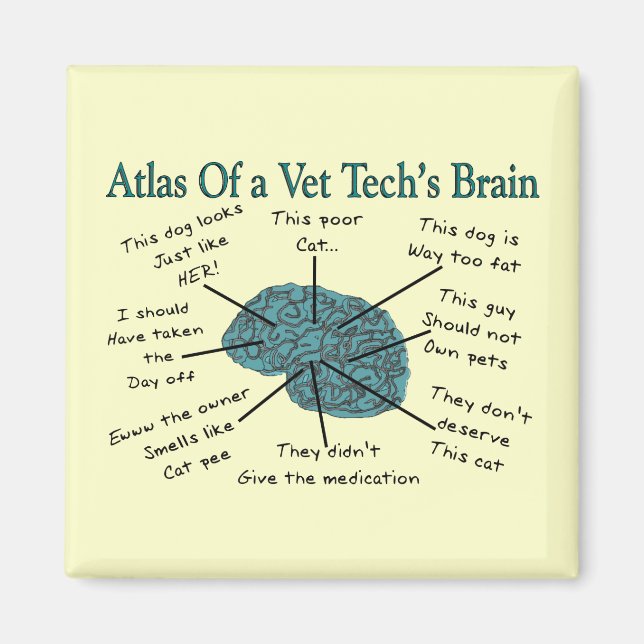 Imán Atlas del cerebro de una Vet Tech (Frente)