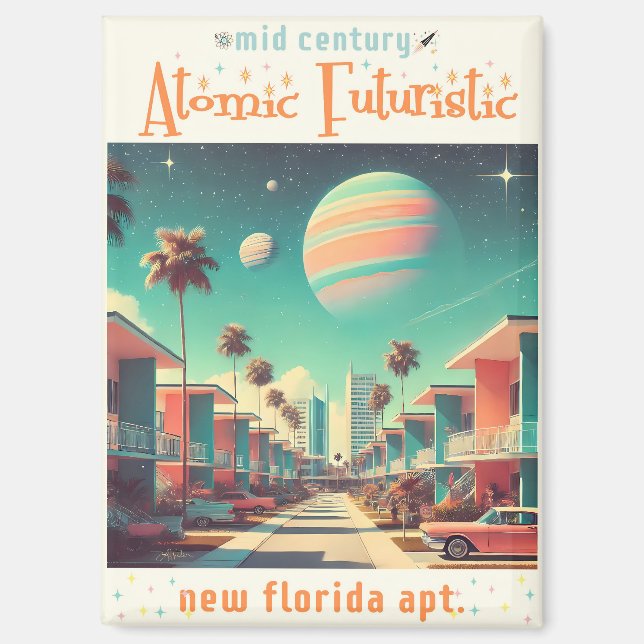 Imán Atomic Futuristic New Florida Apartments (Anverso)