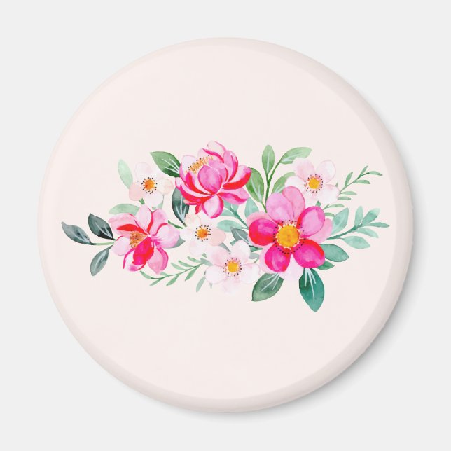 Imán Atractivo Bouquet de flores rosadas de Bonito (Frente)