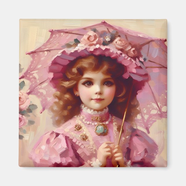 Imán ~ Atractivo Chica de cosechas ~ Parasol ~ (Frente)