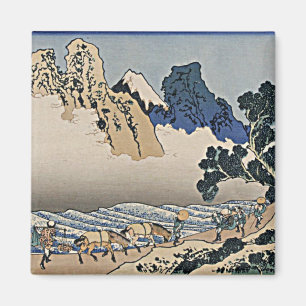 Imán Atrás de la montaña Fuji del río Minobu Hokusai