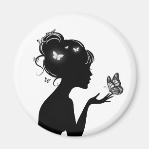Imán Atrayendo a la mujer mariposas blancas