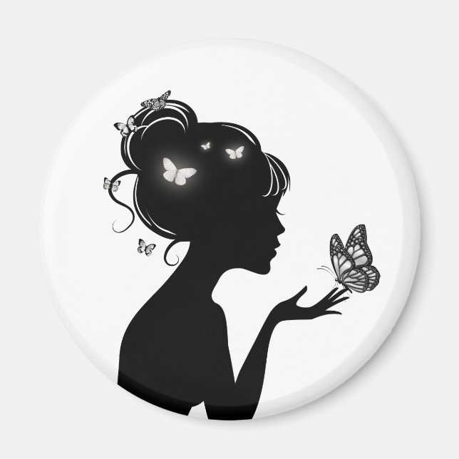 Imán Atrayendo a la mujer mariposas blancas (Frente)