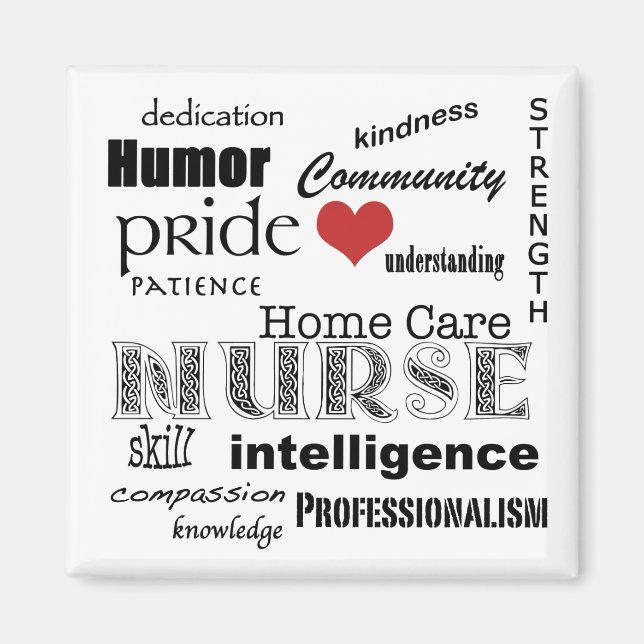 Imán Atributos de enfermero de cuidado en el hogar - Ne (Frente)
