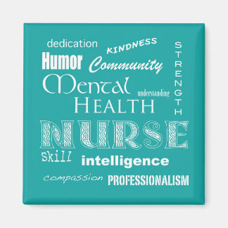 Imán Atributos de enfermero de salud mental-Aqua Blue