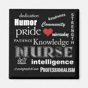 Imán Atributos del Orgullo de Enfermería-Negro y Blanco