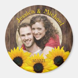 Imán Audaz boda de fotos de madera de girasol Salva la
