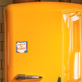 Imán Audaz Boho Groovy Retro Wavy Guardar la fecha