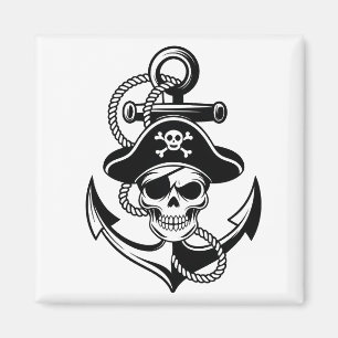 Imán Audaz Skull Pirata y Anchor - Diseño Nautico