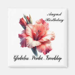 Imán August Birthstone Peridot y Gladiolus